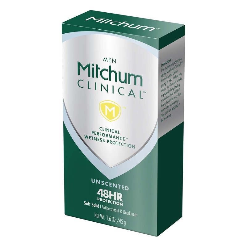Mitchum Men Clinical Soft Solid Antiperspirant Deodorant,Unscented, 1.6 Ounce