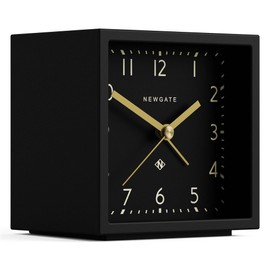 NEWGATE® Equinox Alarm Clock | Designled Cube Shaped Modern Alarm | Black case | Black dial | Ideal for Bedside, Desk, Shelf & Mantel | Midecentury Bedroom & Office Accessory
