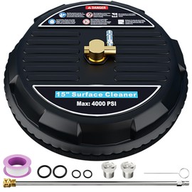 FOTING 15" Pressure Washer Surface Cleaner Attachment, 4000 PSI 3.0GPM Power Washer Accessory Rotary Brush with 2 Nozzles - 1/4" Quick-Connect for Driveway Outdoor Patio Housing Cleaning