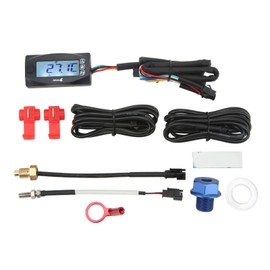 Motorcycle Digital Display 4 in 1 Thermometer Oil Engine Temperature Voltage Meter Time Display with 14mm Spark Plug Connector M16x1.5