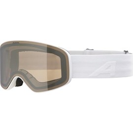 ALPINA FERNIE Q-LITE Mirrored, Contrast Enhancing & Polarised OTG Ski Goggles with 100% UV Protection for Adults, Matte White, One Size