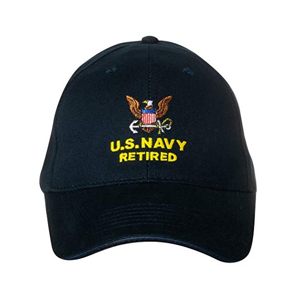 U.S. Navy Caps Retired Direct Embroidered Cap, Black, Adjustable