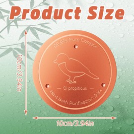 Komergave Bird Bath Copper Disk, 99.9% Pure Copper Disk, Physical Bird Bath Cleaning Disks with Triple Stand Design, Outdoor Accessory for All Birdbath Bowls
