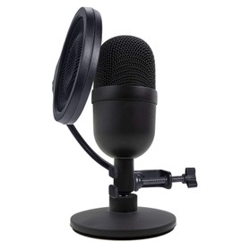 SUNMON Mic Pop Filter For Razer Seiren Mini Microphone, 4 Inch 3 Layers Metal Pop Filter for Mic with Flexible 360°Gooseneck Clip