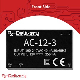 AZDelivery 3 x 220V to 12V Mini Power Supply Compatible with Arduino and Raspberry Pi