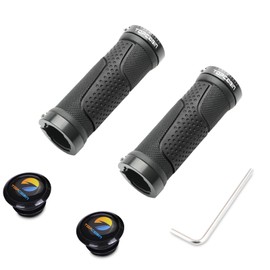 TOPCABIN Bike Handlebar Grips,Short Mini Bicycle Handlebar Grips Two-Color Rubber Bike Grips Fit Many Standard Bikes 2PCS 90MM Length (Aluminum Double Lock(Black90mm))