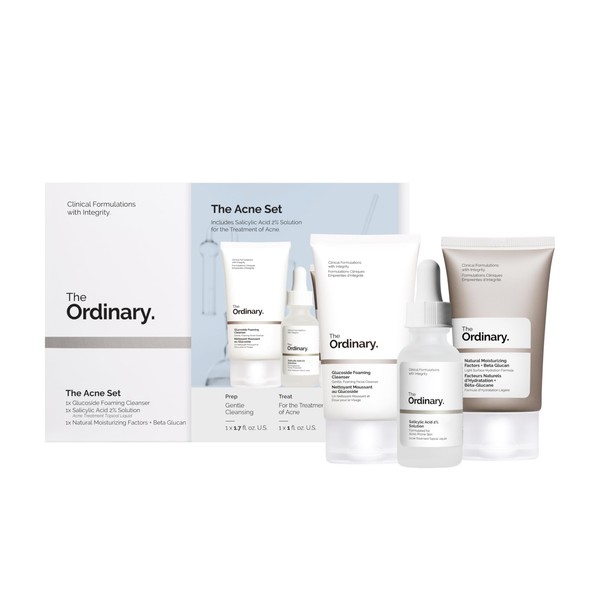 The Acne Set, 3-Step Skin Regimen with Glucoside Foaming Cleanser,