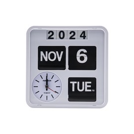 Itigoitie Retro Modern 7.08 Inches Calendar Day Date Flip Desk Wall Clock (White)(No Battery Included)