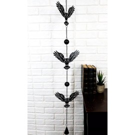 Whimsical Alchemy Sorcerer Night Goth Owls Metal Wall Hanging Mobile Wind Chime