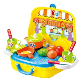 26 Pcs Food Truck Kitchen Cooking Set | Pretend Playset Including Full Assortment of Colorful Foods and Cookware | Portable & Easy to Store Unique Play Set
