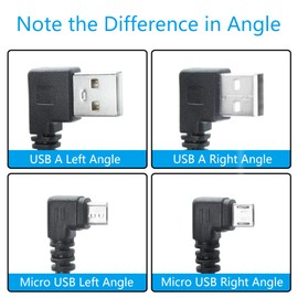 Maixbomr 90 Degree Micro USB Power Cable,25cm USB A Left Angle to Micro USB Left & Right Angle Charging and The Data Transfer,for Phone,Dash Cam,Camera,etc,Micro USB Port Use(1 Pair)