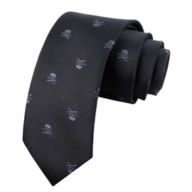 Alizeal Men's Skull Patterned Casual Neckties Skull, Black