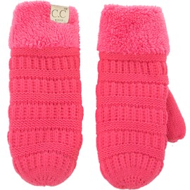 Funky Junque Mittens Toddler Fuzzy Lined Gloves - Candy Pink