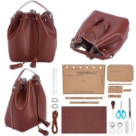 FREEBLOSS 2set Leather Bag Making Kit with Bag Templete Set DIY Leather Bag Kit Leather Purse Making Kit DIY Leather Drawstring Pouch Kit DIY Small Leather Drawstrings Pouch