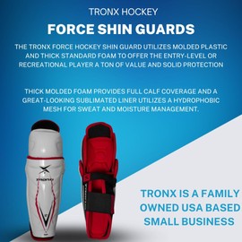 TronX Force Junior Ice Hockey Shin Guards (9 Inch - 3'8" - 4'1")