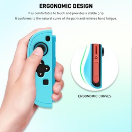 FUNDIARY Blue+Orange Joycon Grip Cover Compatible with Switch 2 Controller, Silicone Grip Accessories Bundle for Switch 2 Joycon with Ergonomic and Anti-Slip Design Controller Grip and 2 Thumb Caps