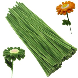 Apedoixy 100 Pieces Moss Green Craft Pipe Cleaners,6mm x 12inch Thick Fuzzy Chenille Stem Sticks Pipe Cleaners for Craft Art DIY Projects Decorations