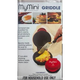 MyMini Personal Electric 5" Griddle Plate 550 Watts Non-Stick - Red