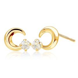 Lara Christie le102-0001 Women's Earrings, Moon Earrings, 12 Birthstones, Platinum, pt900, Gold, K18, Stone, Moonstone
