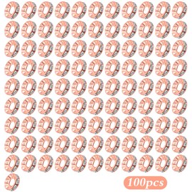 100pcs 10 mm Rhinestone Rondelle Spacer Beads Large Hole Round Crystal Loose Beads Craft Supplies for DIY European Bracelet Jewelry Making Decor, Rose Golden