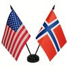 US American & Norway Friendship Table Flag Display, American &