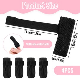 4Pcs Cat Shoes, Anti Scratch Cat Mittens, Breathable Mesh Nail Caps for Cats Claws, Adjustable Cats Claw Covers for Pet Bathing Feeding Cutting Nails(Black)