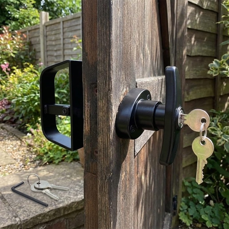 StartFine 6" T-Handle Shed Door Lock Handle with Lock Keyed