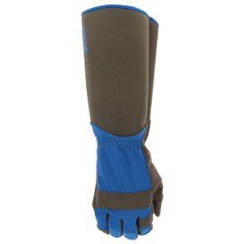 MUD Gauntlet Men's Synthetic Leather Palm with Extended Safety Cuff Garden Gloves, Silicone Fingertips, Padded Palm, Abrasion Resistant, Blue, Medium/Large (MD53011BB-ML)