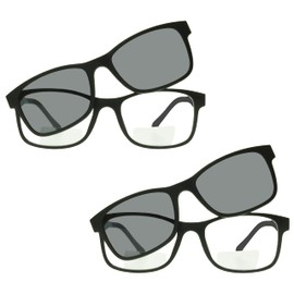 proSPORT 2 Pair Bifocal Sun Glasses Magnetic Polarized Clip On Clear Dark Gray Lenses 1.25 1.50 1.75 2.00 2.25 2.50
