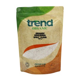 Trend Organic Wholemeal Spelt Flour, A Nutrient-Rich Alternative to Wheat Flour for Healthy Baking and Cooking - Certified Organic, Vegan, Non-GMO, No Additives No Preservatives, Raw, 500g