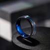 Greenpod 8mm Mens Black Tungsten Ring with Thin Blue Groove