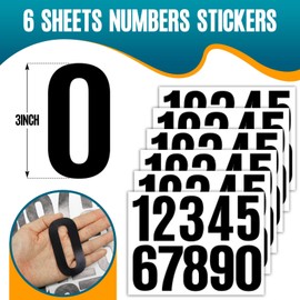 Seloom 6 Sheets 3 Inch Vinyl Mailbox Numbers Stickers Self Adhesive,Waterproof Address House Number Decals Stickers for Outside Mailbox,Signs,Window,Door,Cars,Trucks,Home,Business(Black)