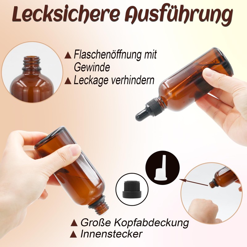 Episkey 3 x 100ml Braunglas Flaschen mit Pipettenflasche Pipette &