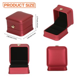 KUKUVR 2 Pieces Jewelry Wedding Ring Gift box, Small PU Leather rings Earring Stud Holder Case for Proposal Wedding Engagement Ceremony, Romantic Jewelry Organizer Storage Boxes for Women Girl (Red)
