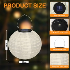 Pack of 2 30 cm Outdoor Solar Lanterns, Waterproof Warm White Hanging Garden Lanterns, Solar LED Lantern for Garden, Yard, Balconies and Party Decoration