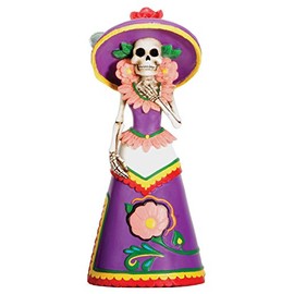 Dod Purple Senorita Mexican Traditional Skeleton Sculpture