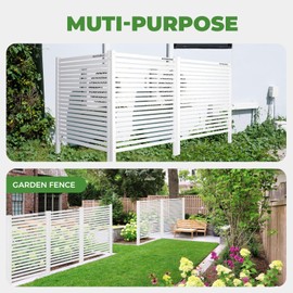 WOMEDUAL Air Conditioner Fence - 36" W x 45" H Trash Can Fence Panels, Easy Assembly Privacy Screen for Outside, Decorative for AC Units & Pool Equipment, White Vinyl, 2 Panels