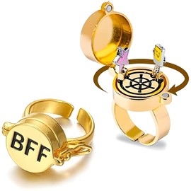 Shengruili Pack of 2 Best Friends Forever Rings, Cute BFF Ring, Adjustable Open Cap Ring, Hug Ring, Silver, Open Cap Rings, Friendship Ring, Jewellery Gifts for Women and Girls, 1