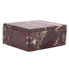 Burgundy Marble Stone Pet Cremation Urn Box for Cat, Dog or Small Pets Ashes - Up to 14 Pounds