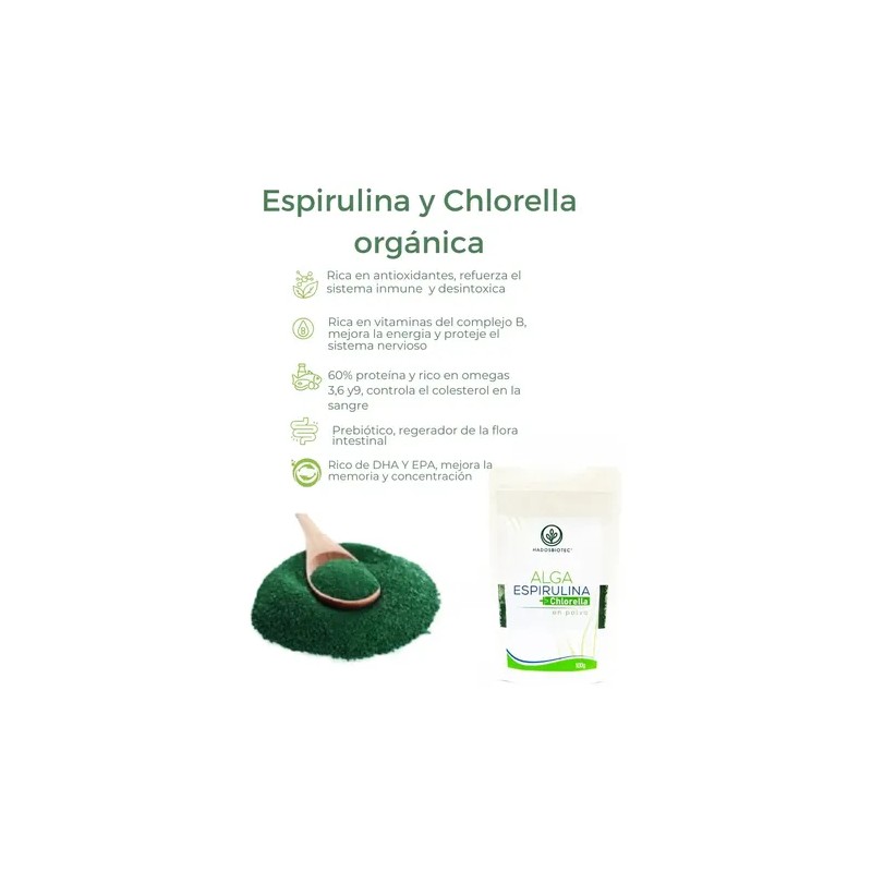Alga Espirulina+chlorella En Polvo 100 G 3 Pack
