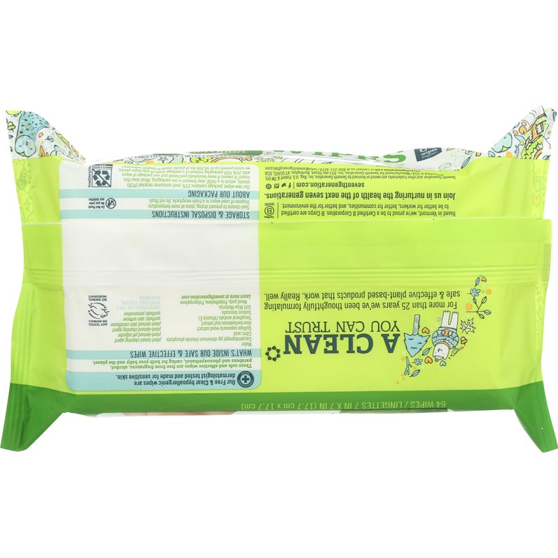 Seventh Generation Baby Wipes, 64 Count