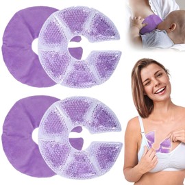 EZGOODZ Hot and Cold Breast Therapy Packs of 2. Breast Therapy Pads for Breastfeeding. Reusable Breast Heating Pad for Mastitis Relief. Breastfeeding Cooling Gel Pads with Microfiber Covers