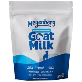 Meyenberg Nonfat Powdered Goat Milk, 12 Ounce, Resealable Pouch, Vitamins A & D, Gluten Free, Soy Free, 12 OZ