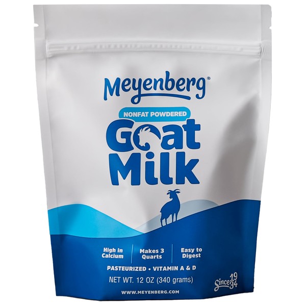 Meyenberg Nonfat Powdered Goat Milk, 12 Ounce, Resealable Pouch, Vitamins