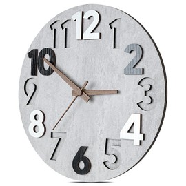 PopuLike 30cm Wall Clocks for Lliving Room, Round and Silent Kitchen Wall Clock with Wood Pointer Retro Decoration for Bedroom