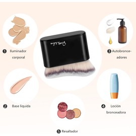 START MAKERS Brocha Grande de Maquillaje para Cuerpo, Piernas y Rostro, Brocha Profesional para Difuminar Base Líquida, Autobronceador, Bronceador, Iluminador, Crema y Polvo, Negra