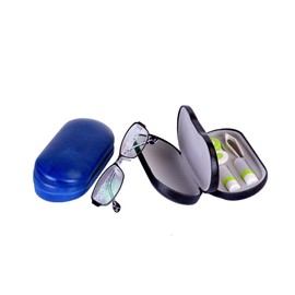 Eye Glasses Case and Contact Lens Case 2 in 1 Double Sided with Mirror Portable for Home Travel Kit