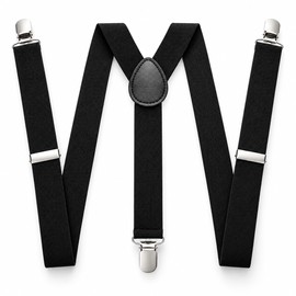 Black Y-Back Suspenders for Men and Women – Adjustable Polyester Straps with Metal Clips for Dress Pants and Everyday Outfits