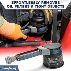 EFFEKTWERK Oil Filter Wrench with Adjustable Strap (65mm - 110mm) Heavy Duty Aluminum Steel Band Universal Filter Removal Tool for Car Truck