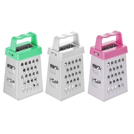 COMNICO Mini Cheese Grater, 3Pcs Stainless Steel Box Grater with Handle Professional Cheese Slicer Grater for Kitchen Slicer Cheese Ginger Vegetable Multifunction Dishwasher Safe